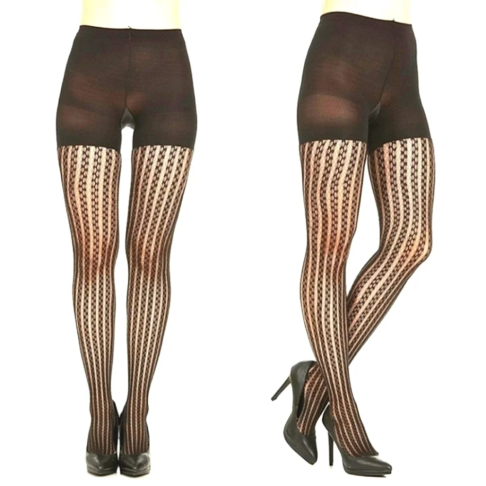 Spanx Uptown Tight-End Tights Patterned Bodyshaping Black